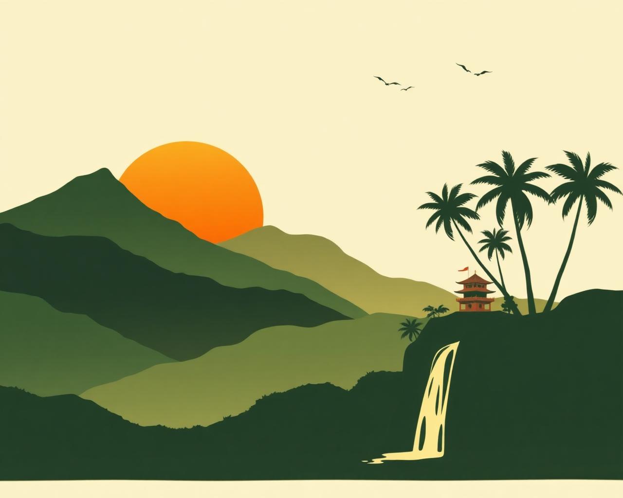 Asia landscape at golden hour